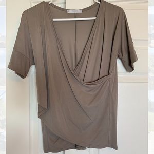Taupe Deep V Shift Top